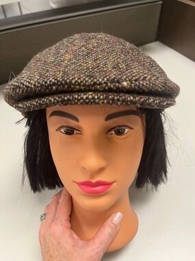 Hanna Hats Brown Tweed Newsboy Cap - Classic Flat Cap Size Small